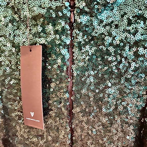 NWT SZ L Lulus Bring it Emerald Green Sequin Bodycon mini deess - Picture 5 of 5